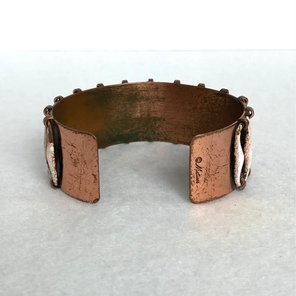 Vintage Matisse-Renoir Copper Anodized “Espana” Wide Cuff Bracelet 6.5